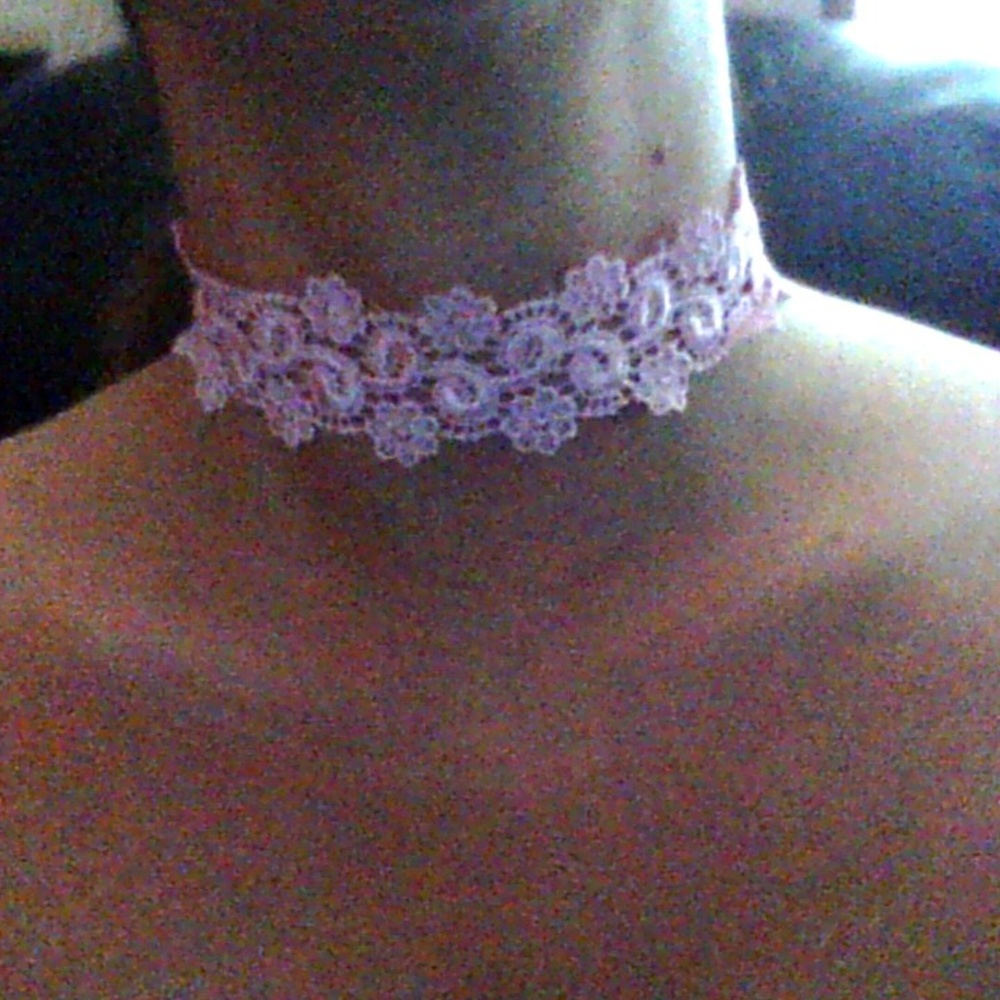 Baby Pink Choker LACE + gold trim